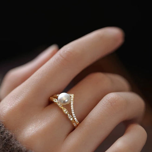 Crown Zirconia Pearl Ring - 18K Gold Vermeil / S925 Silver